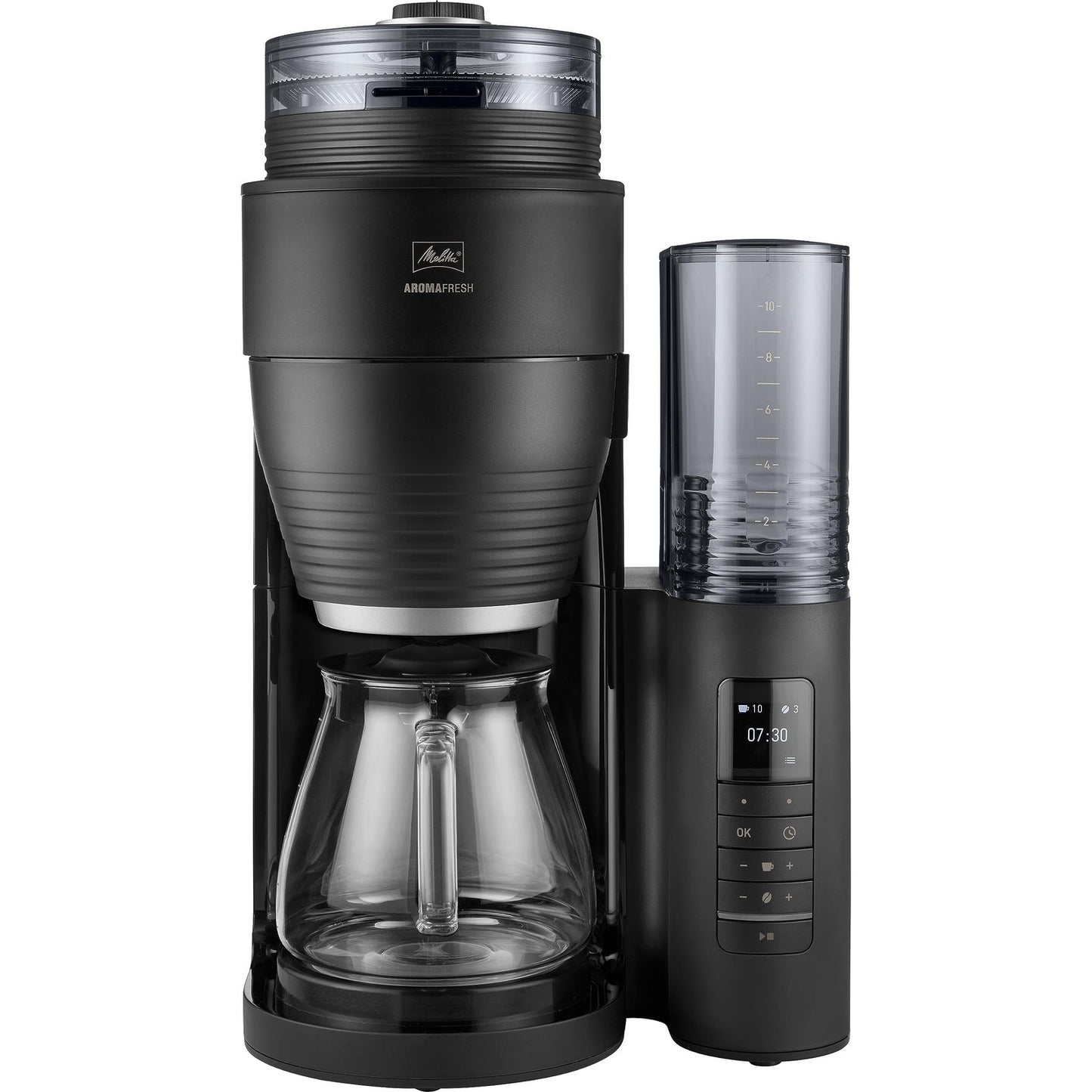 Melitta AromaFresh Therm Pro X Coffee Machine with Grinder, Filter Coffee Machine with Thermal Jug and Removable Water Tank, for up to 8 Cups of Coffee, Black