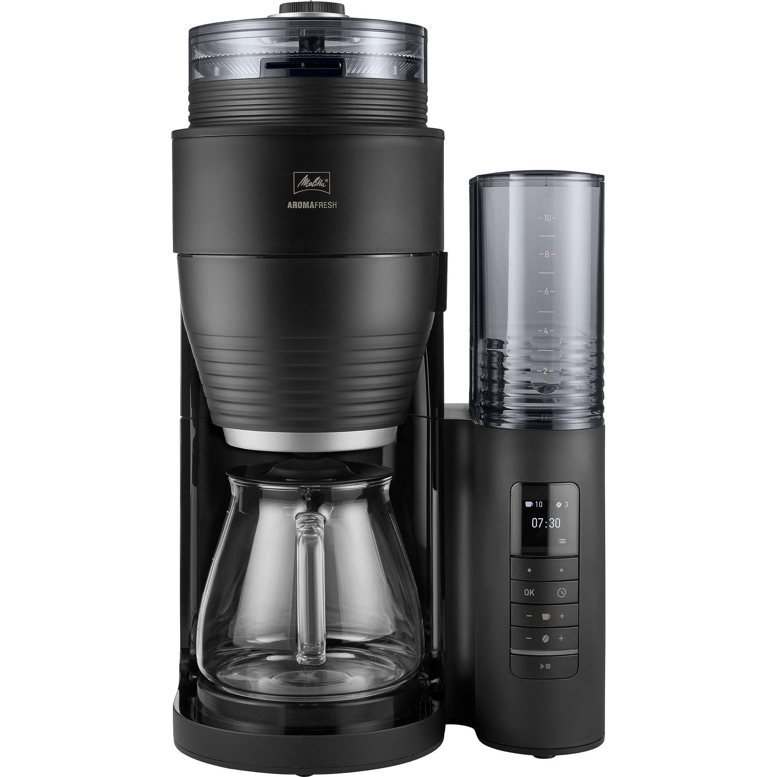 Melitta AromaFresh Therm Pro X Coffee Machine with Grinder, Filter Coffee Machine with Thermal Jug and Removable Water Tank, for up to 8 Cups of Coffee, Black